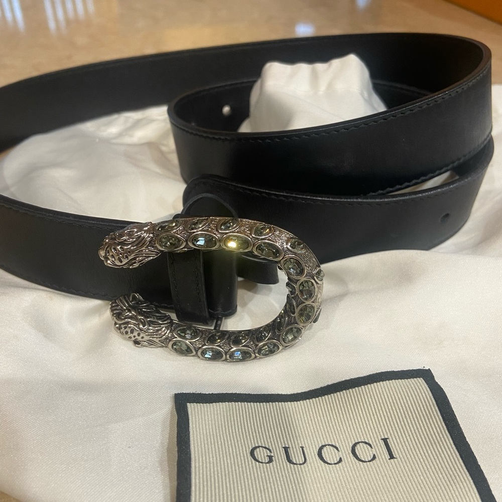 Gucci Calfskin Crystal Dionsysus Belt